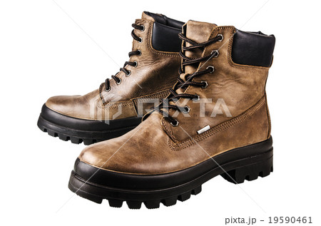 Leather winter boot. Isolated on a white Leather winter boot. Isolated on a white 19590461