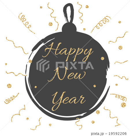 New year card with black ball and gold glitter. New year card with black ball and gold glitter. 19592206