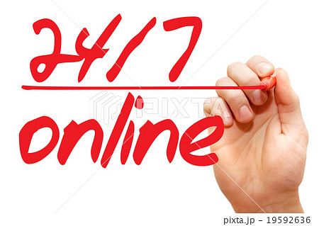 Hand writing 24/7 online, business concept.. 19592636