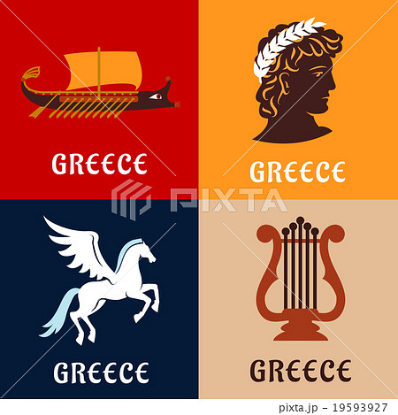 Greece culture, history and mythology icons 19593927