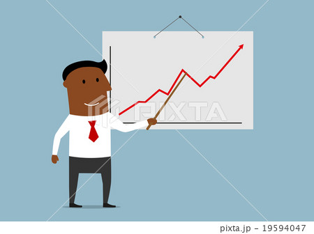 Successful businessman presenting a growing chart 19594047