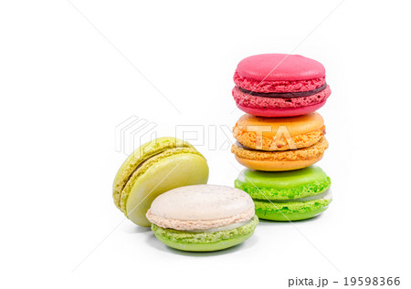 Tasty colorful macaroon on white background Tasty colorful macaroon on white background 19598366
