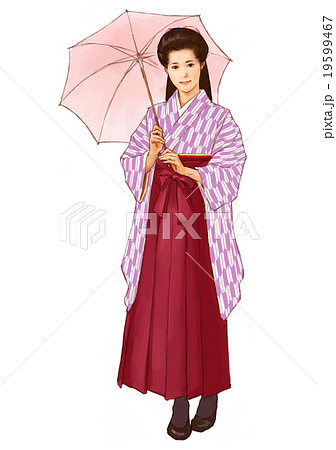 袴姿の女性のイラスト素材 19599467 Pixta