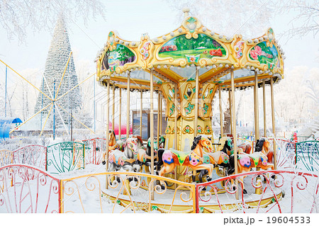 Merry-go-round traditional horses covered with 19604533