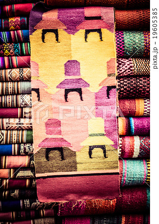 Colorful Fabric at market in Peru 19605385