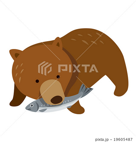 動物画像無料 驚くばかりかわいい 熊 鮭 イラスト