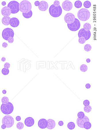 縦向きの紫のバラのフレームのイラスト素材