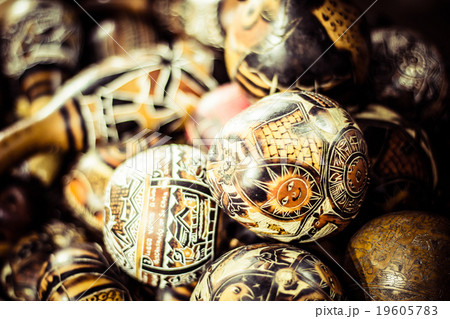 Handmade peruvian maracas in local market 19605783