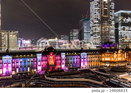 東京駅スペシャルライトアップ 東京ミチテラス15 の写真素材