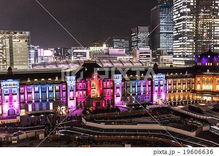 東京駅スペシャルライトアップ 東京ミチテラス15 の写真素材