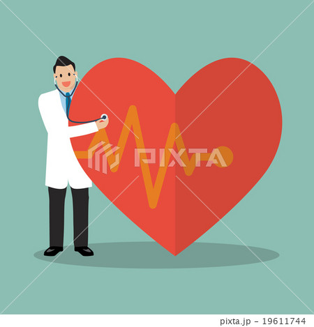 Doctor using stethoscope with big heart 19611744