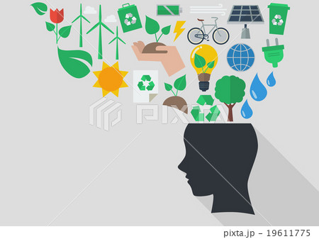 Human head with ecology icons Human head with ecology icons 19611775