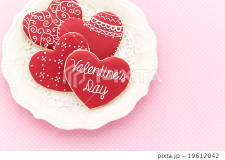 バレンタイン アイシングクッキー Valentine Themed Icing Cookiesの写真素材