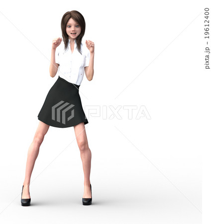 ガッツポーズするビジネスウーマンperming3DCG　イラスト素材 19612400