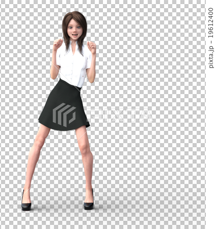 ガッツポーズするビジネスウーマンperming3DCG　イラスト素材 19612400
