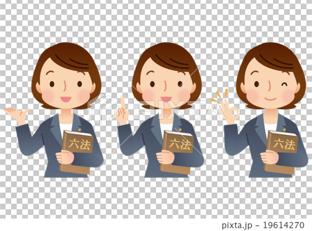 女性弁護士 法律家 表情セットのイラスト素材