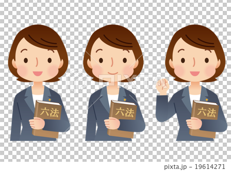 女性弁護士 法律家 表情セットのイラスト素材