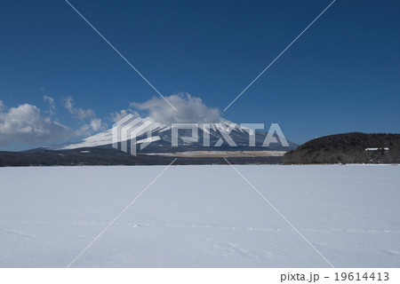 富士山と結氷した山中湖 富士山と結氷した山中湖 19614413