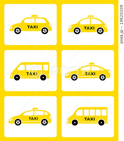 set of yellow taxi car icon 19620209