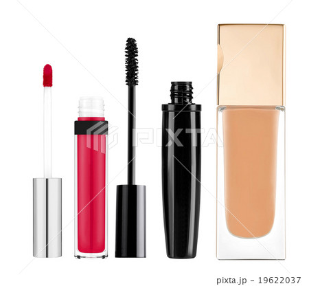 foundation, mascara, lip gloss isolated on white 19622037