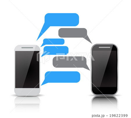 Two smartphones with blank speech bubbles Two smartphones with blank speech bubbles 19622399