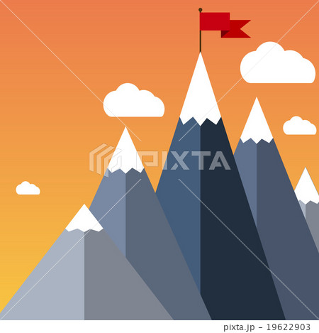 flat flag on mountain. Success illustration.  19622903