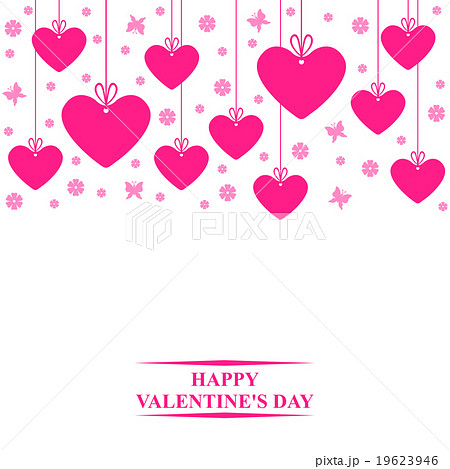 Valentines day card with hanging hearts labels 19623946