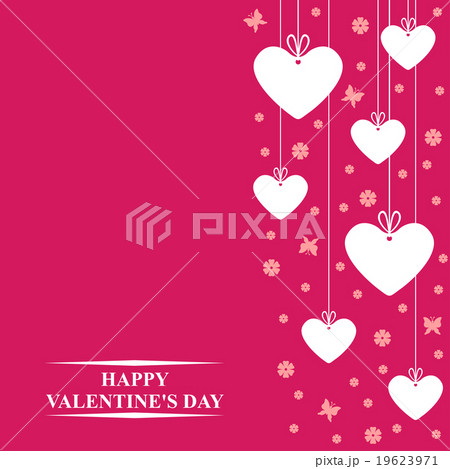 Valentines day card with hanging hearts labels 19623971