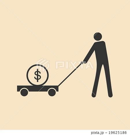 Flat black white man and dollar in cart Flat black white man and dollar in cart 19625186