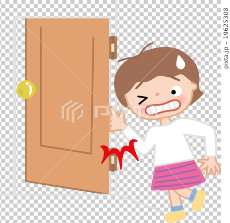 子供の怪我 ドアに手を挟む 指を挟むのイラスト素材