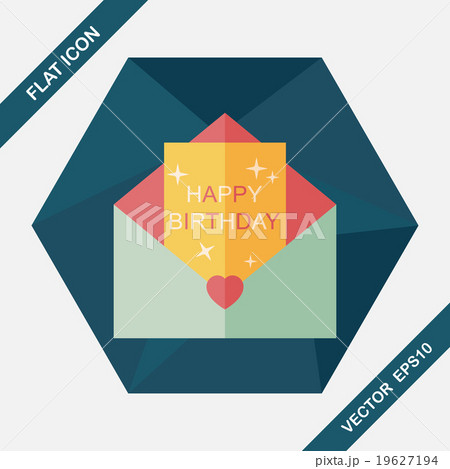 Happy birthday card flat icon with long shadow,eps10 19627194