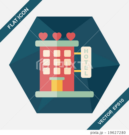 Valentine's day hotel flat icon with long shadow,eps10 19627280