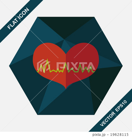 ECG heart flat icon with long shadow 19628115