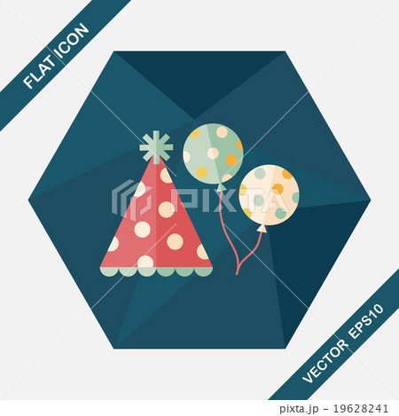 birthday party hat flat icon with long shadow,eps10 birthday party hat flat icon with long shadow,eps10 19628241
