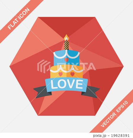 Valentine's Day cake flat icon with long shadow,eps10 Valentine's Day cake flat icon with long shadow,eps10 19628391