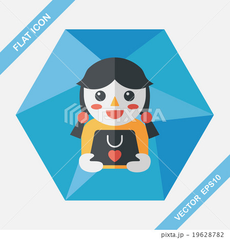 shopping girl and present flat icon with long shadow,eps10 19628782