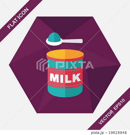 Powdered milk dairy food flat icon with long shadow,eps 10 Powdered milk dairy food flat icon with long shadow,eps 10 19628848