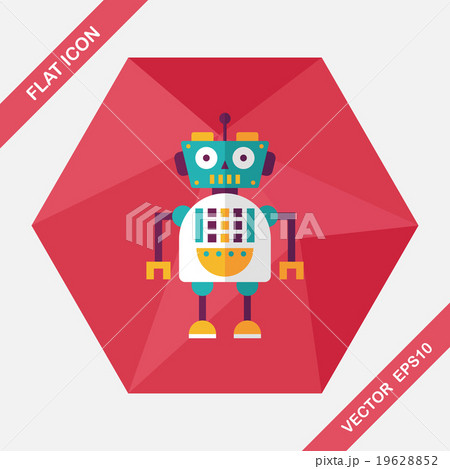 robot concept flat icon with long shadow,eps10 19628852