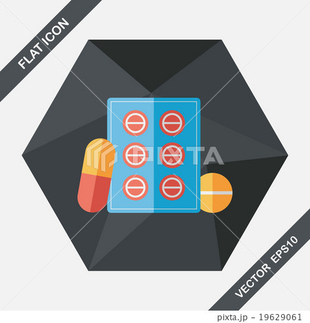 Pills flat icon with long shadow Pills flat icon with long shadow 19629061