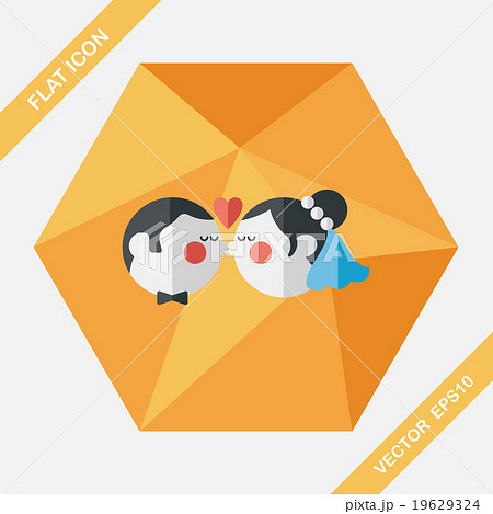 wedding couple flat icon with long shadow,eps10 19629324