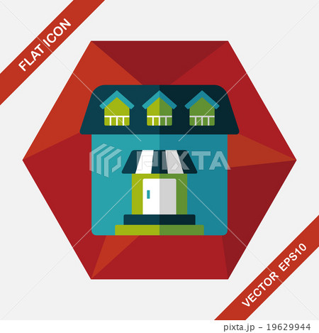Building flat icon with long shadow,eps10 19629944