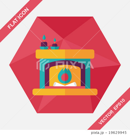 Christmas fireplace flat icon with long shadow,eps10 19629945