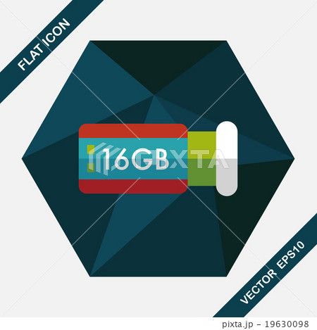 Usb flash memory flat icon with long shadow,eps10 19630098