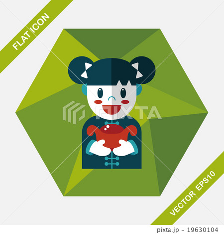 Chinese New Year girl flat icon with long shadow,eps10 Chinese New Year girl flat icon with long shadow,eps10 19630104