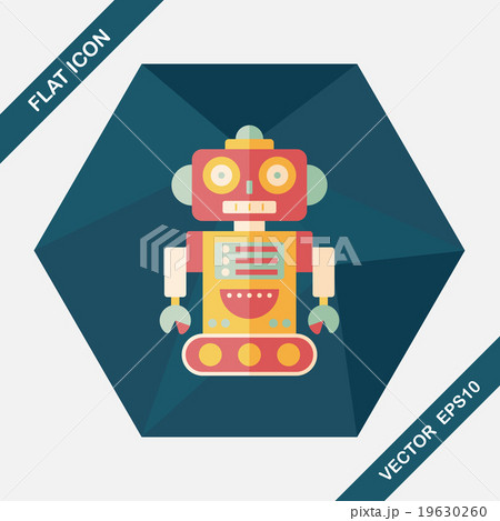 robot concept flat icon with long shadow,eps10 19630260