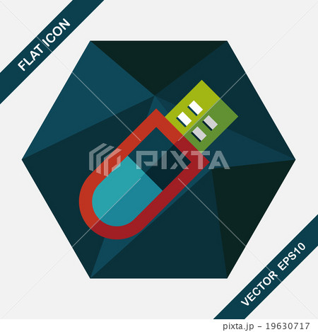 Usb flash memory flat icon with long shadow,eps10 19630717