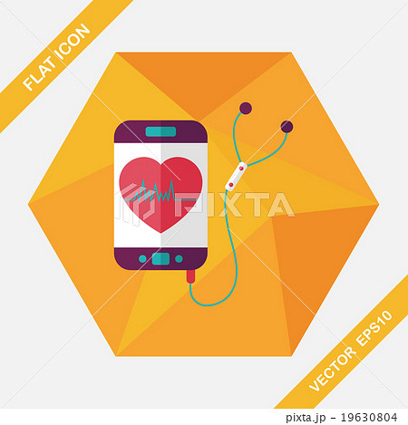 heart rate sport equipment flat icon with long shadow,eps10 19630804