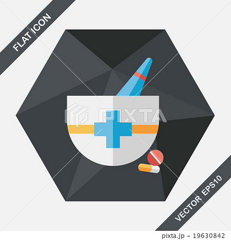 mortar and pestle flat icon with long shadow,eps10 19630842