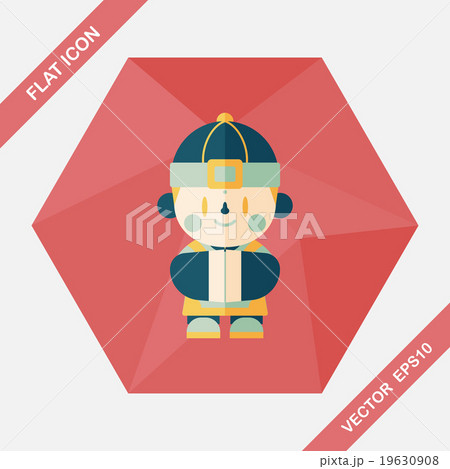 Chinese New Year boy flat icon with long shadow,eps10 19630908