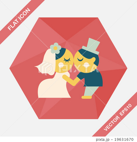 wedding couple flat icon with long shadow,eps10 19631670